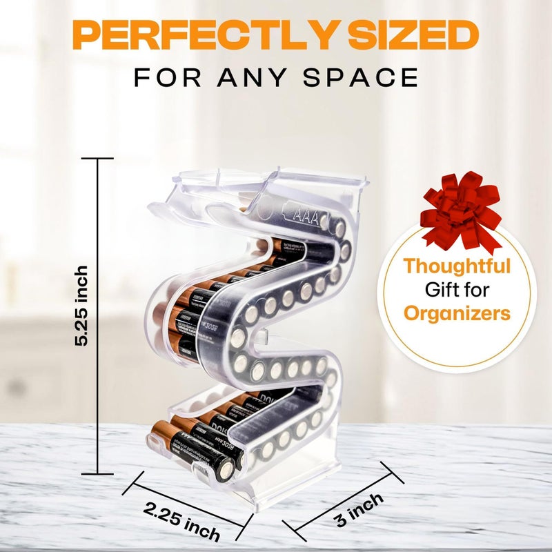 Kalinar Battery Ladder Organizer Case for AAA Batteries - Stackable or Mounted Vertical Storage Battery Dispenser for Home, Garage, & Workshop (2-Pack, Holds 56 AAA Batteries Total) - Image 5